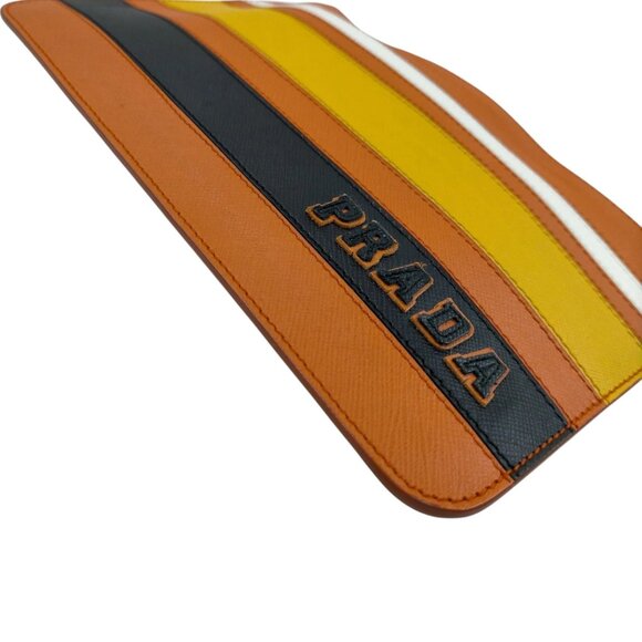 704214BV (L2) Prada Clutch Bag Orange Leather - Picture 4 of 9